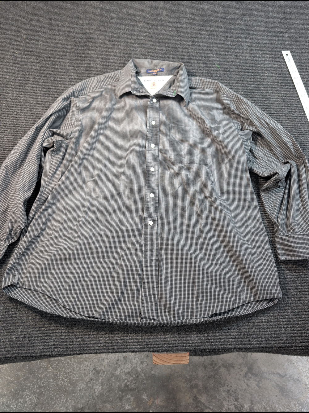 Tommy Hilfiger Gray and Black Micro-Check Dress Shirt